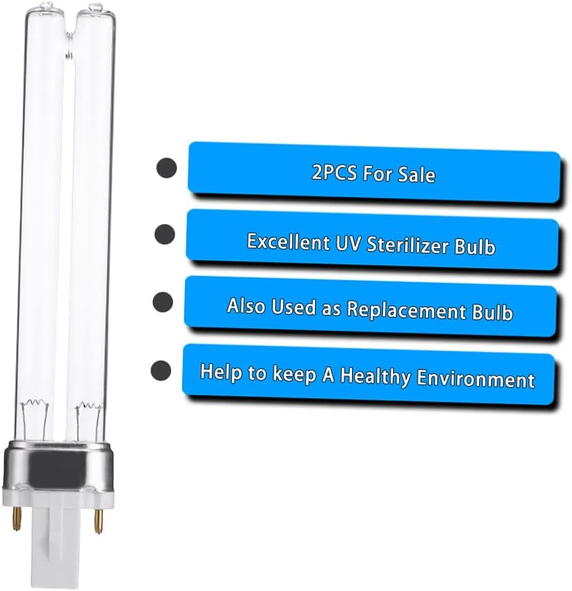 2PCS 9W G23 Base Aquarium Fish Tank UV Sterilizer Purifier Bulbs Germicidal Ultraviolet Replaent Light Bulbs QIUNI image number 4