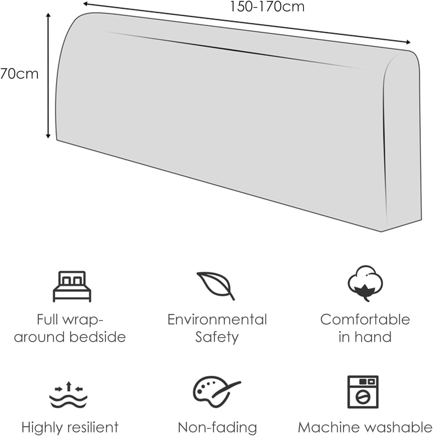 Yanclife Bed Headboard Covers, Universal Stretch Headboard Cover, Modern Velvet Elastic Dustproof Protector Cover for King/Double Bed (Dark Gray, 150-170 CM) image number 2