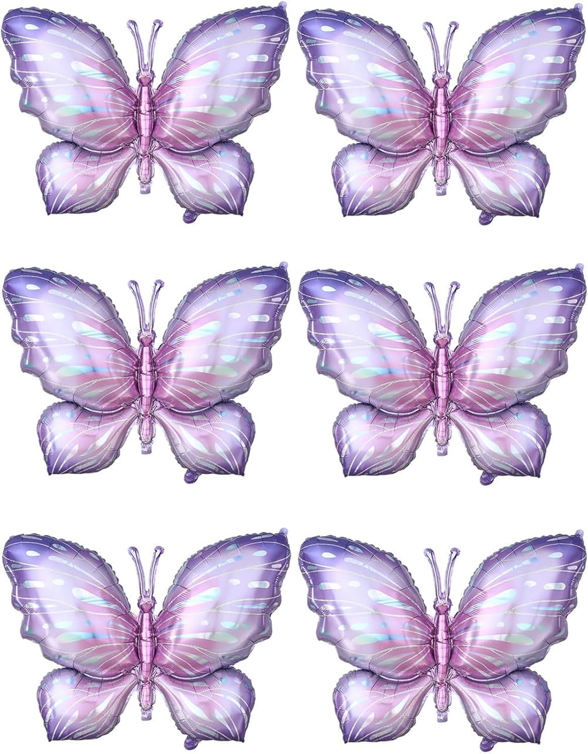 Purple Butterfly Balloons 6 Pcs Butterfly Foil Mylar Balloons for Butterfly Themed Party Wedding Birthday Party Baby Shower Decorations Supplies (100X66Cm) image number 2