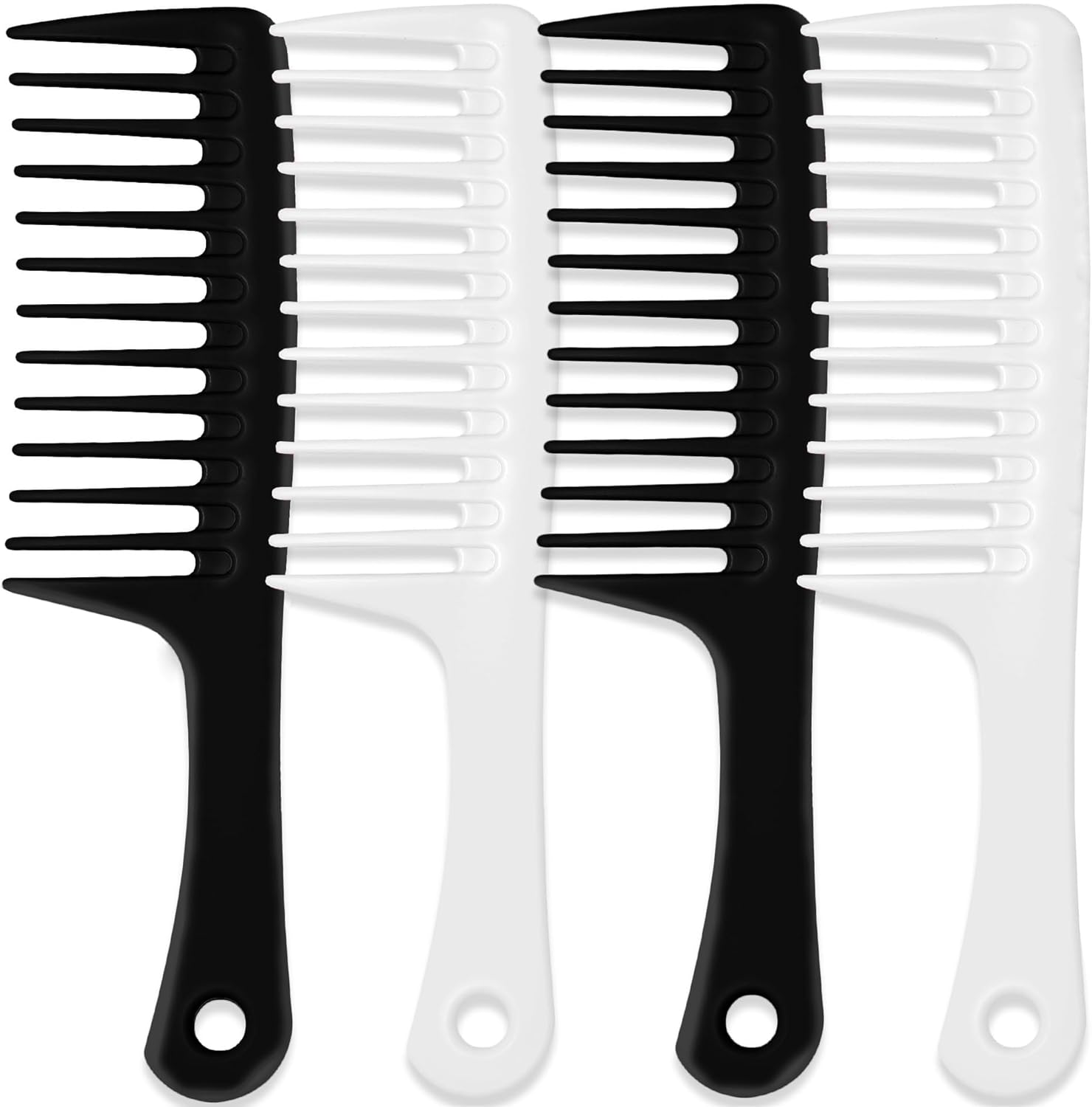 4PCS Wide Tooth Comb, Large Hair Detangling Comb Styling Comb, Professional Women Hair Care Handgrip Comb for Curly, Wet, Long Hair (Black)