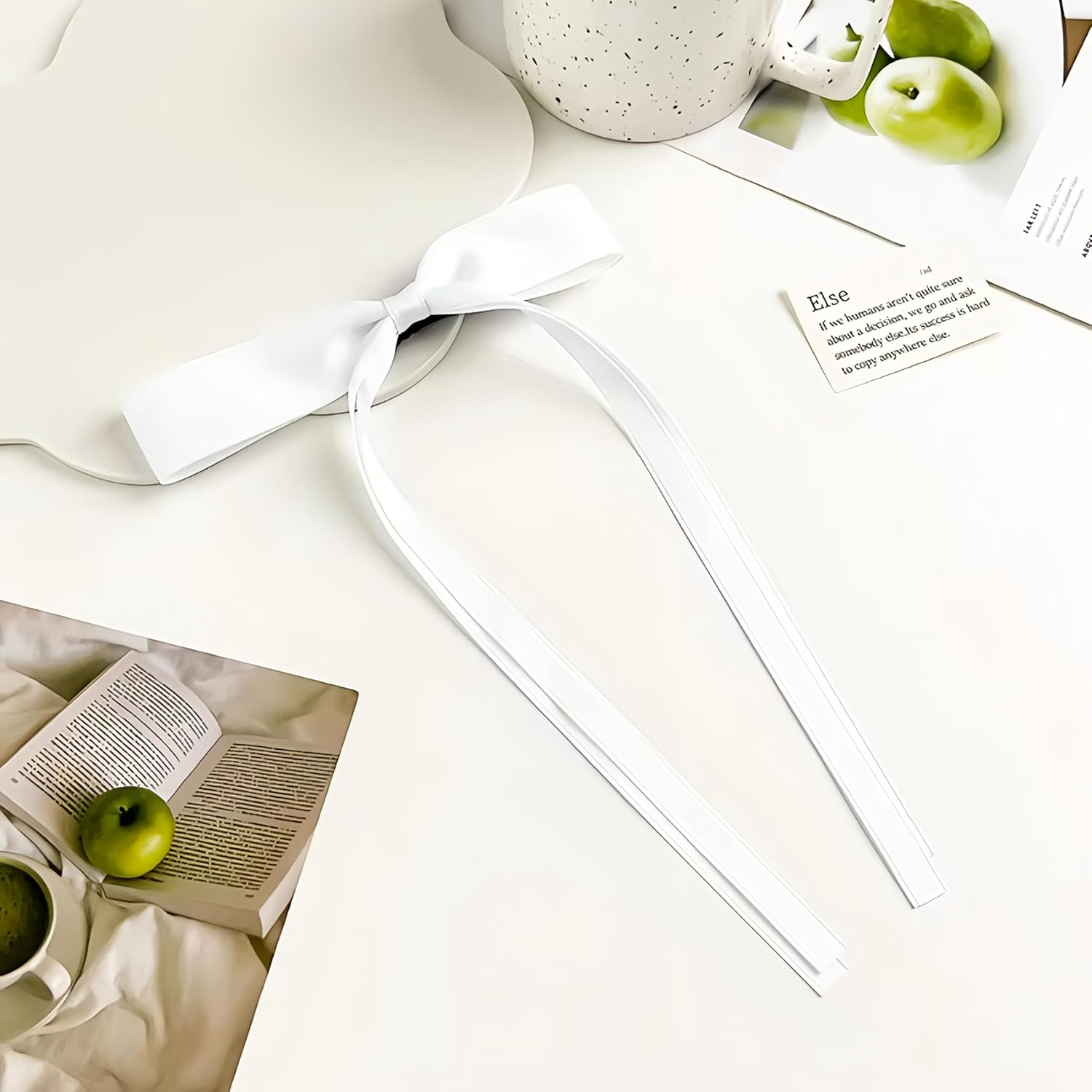 4 Pcs Four Elegant Satin Bow Hairpins, Long-Tailed Hairpins for Women and Girls, for Daily Wear, Weddings, Parties, Photography, Balls and Special Occasions (White) image number 5