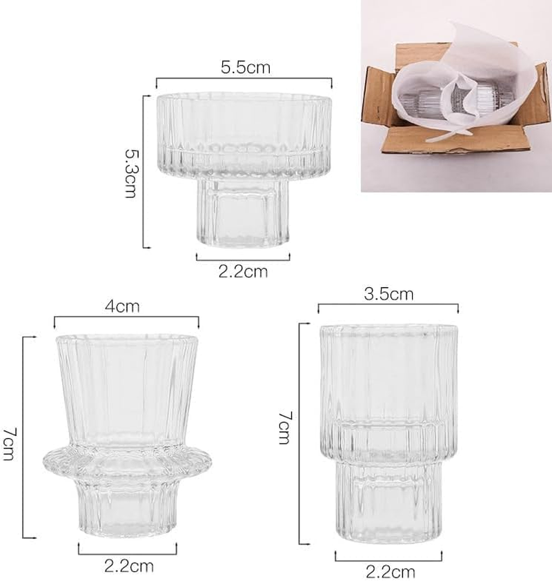 Candle Holder Glass Pillar Candle Stand, Clear Candlestick for Home, Wedding, Party Decoration (6, Clear) image number 2