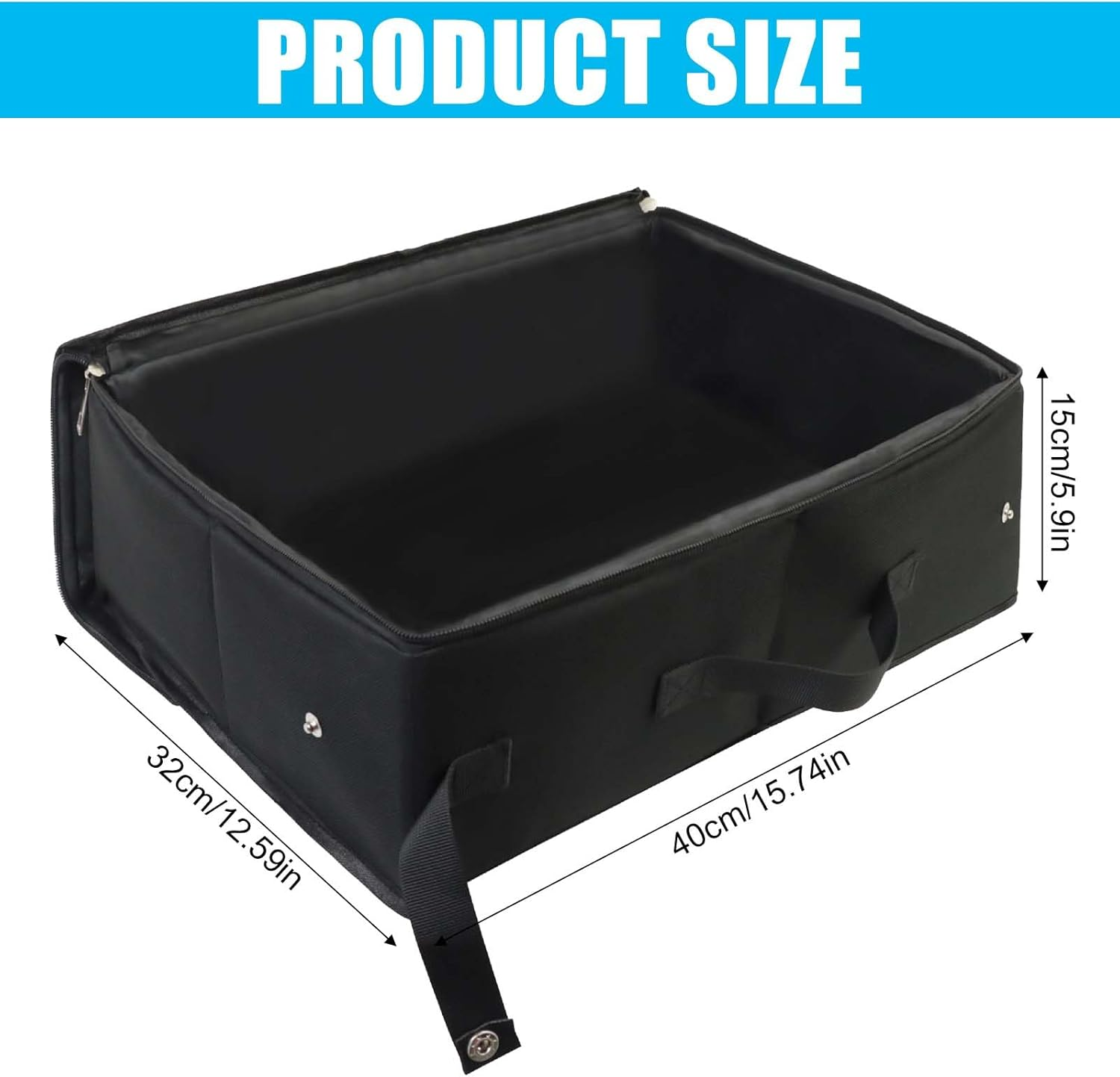 Gomety Portable Cat Travel Toilet with Lid, 40 X 32 X 15 Cm, Foldable Cat Litter Box, Waterproof with Handle, Useful Pets Cat Litter Tray for Travel, Outdoor, Camping, Home Use (Black) image number 5