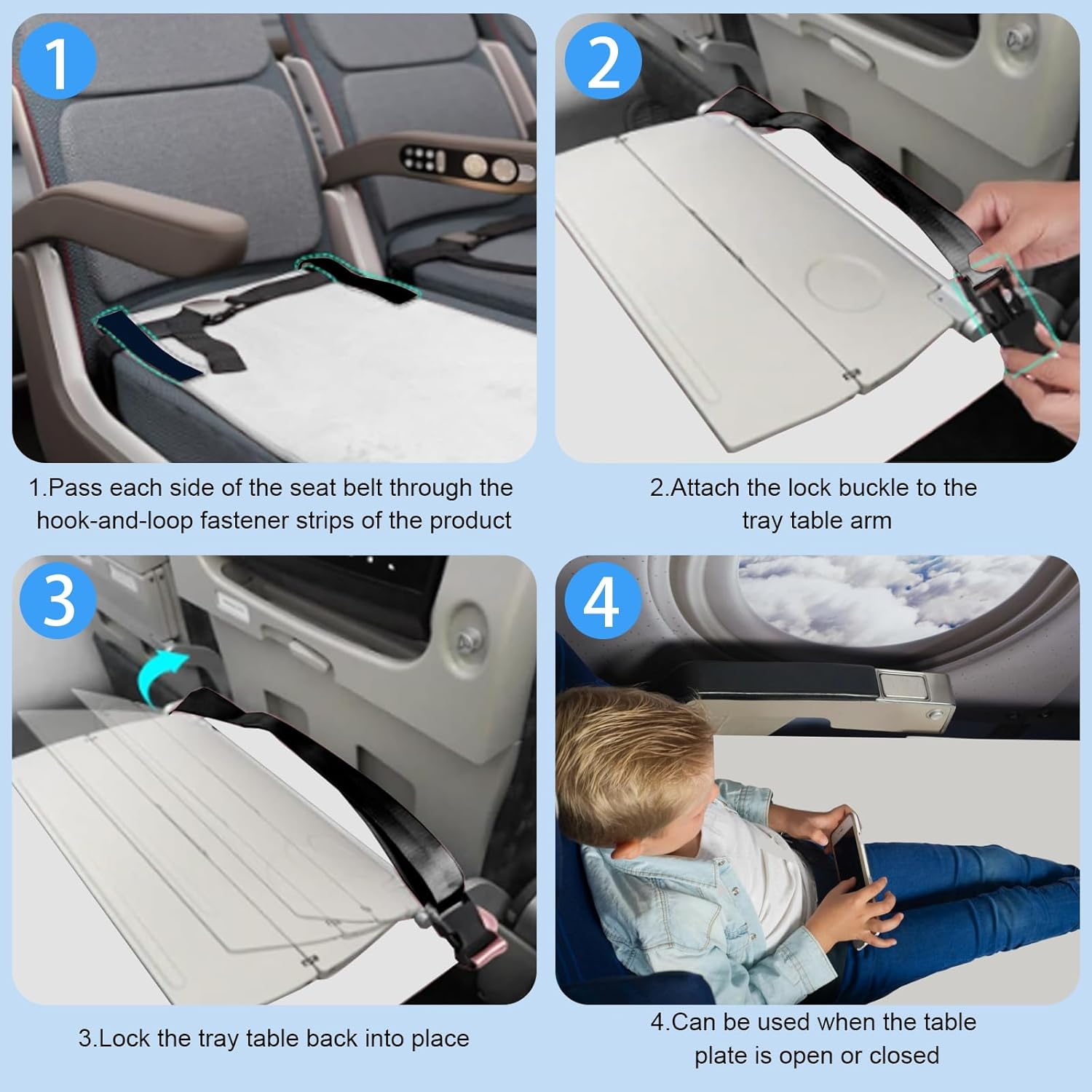 Airplane Seat Extender for Kids, Footrest & Toddler Airplane Bed, Oxford Cloth Airplane Toddler Bed, Toddler Travel Bed, Toddler Airplane Travel Essentials, Travel Seat Cushion for Kids image number 5