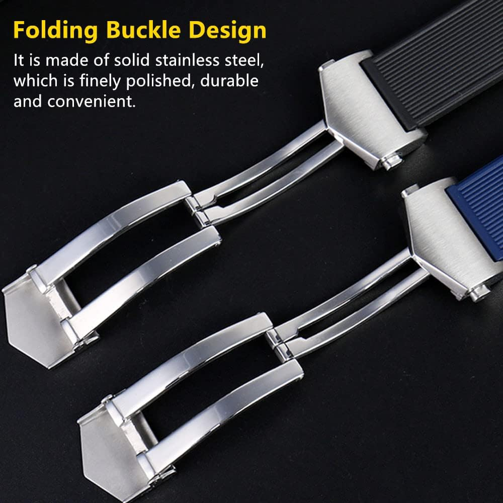 HEYOZURY Watch Strap for Tag Heuer 22 Mm Silicone Folding Buckle Bracelet Aquaracer Series Monaco Series Replacement Bracelet Original Bracelet Watch Strap for Tag Heuer - Blue image number 5