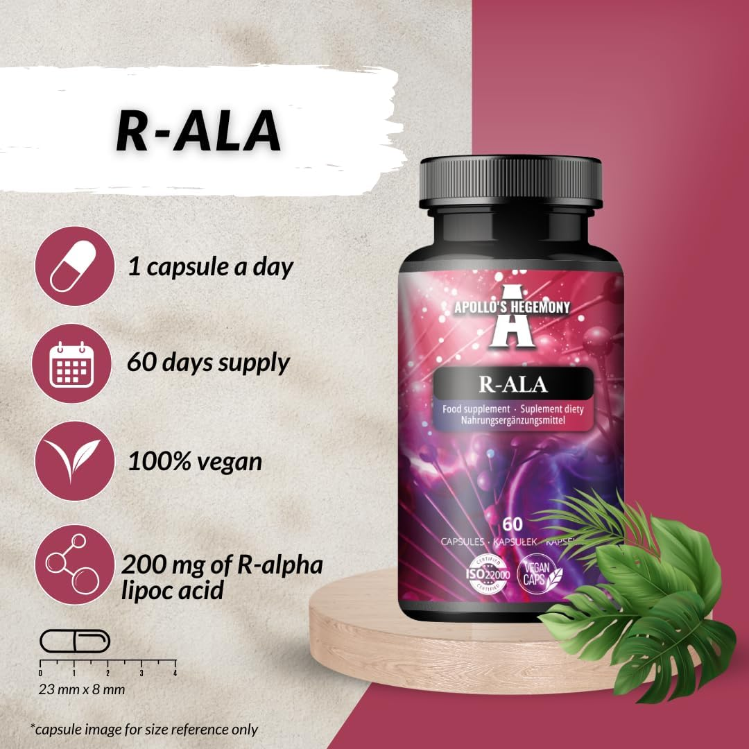 R-Alpha Lipoic Acid 200 Mg per Capsule - 60 Vegan Capsules - 2-Month Supply - Supports Glucose Metabolism and Mitochondrial Health - by Apollo'S Hegemony image number 4