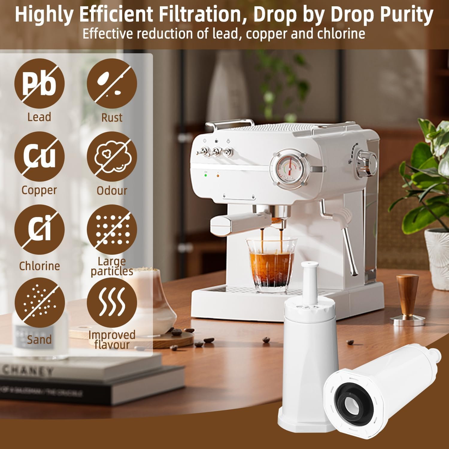 4 Pcs Replacement Water Filter for Breville Barista Coffee Machines, Filter for Breville Barista Touch Espresso, Oracle Touch BES990, Barista Pro BES878, Oracle BES980, Dual Boiler BES920, BES810 image number 5