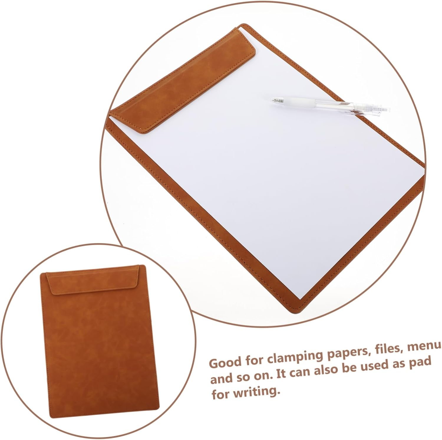 Ciieeo Leather Signature Folder Clipboard Storage Document Organizer Dividers Fasteners Hotel Conference Writing Board image number 6