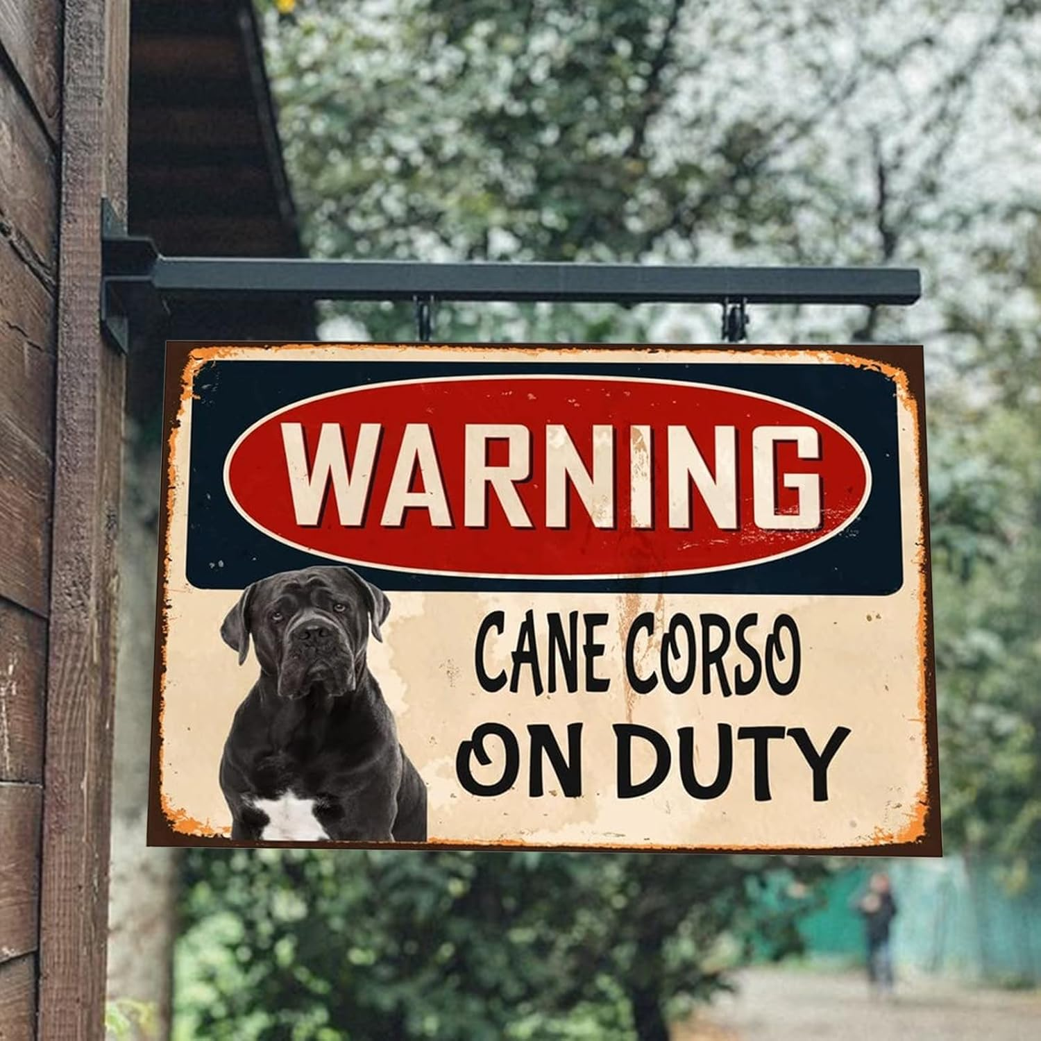 Snowsun Metal Sign Warning Cane Corso on Duty Warning Sign Warning Sign Retro Aluminum Tin Signs for Home Garden Street Outdoor 8X12 Inches image number 2