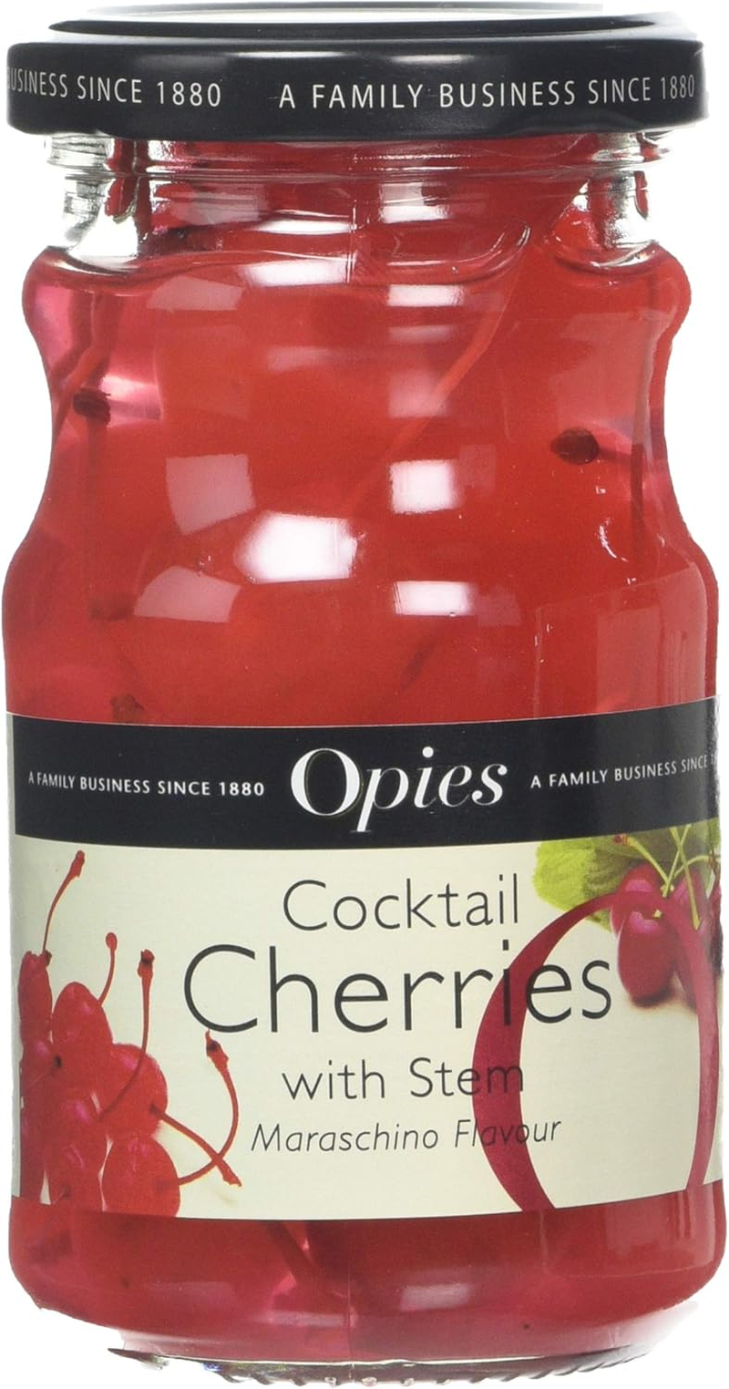 Opies Cocktail Maraschino Cherries with Stem 225G image number 1