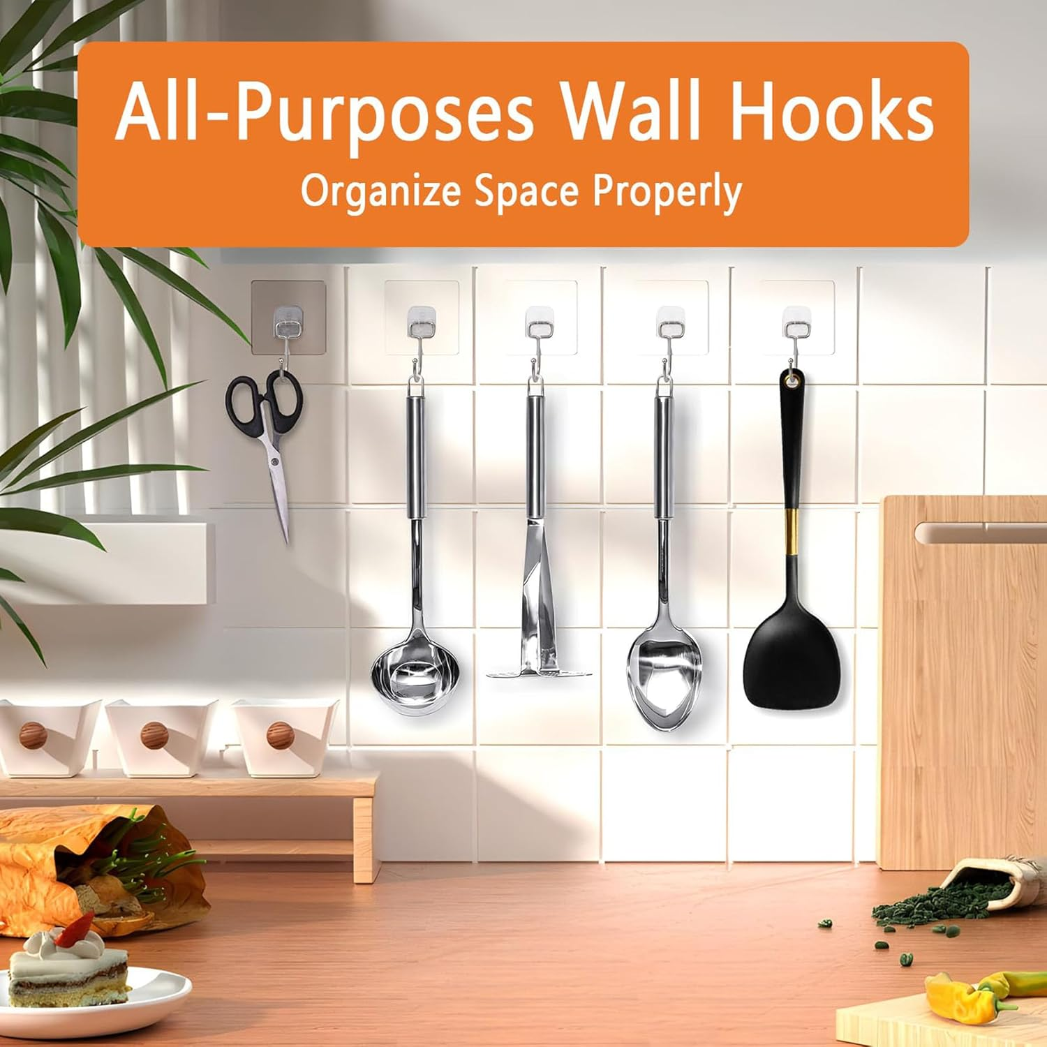 10 Pack Adhesive Wall Hooks for Hanging Heavy Duty 22 Lbs Hooks for Walls No Damage, Towel Sticky Clear Hooks, Waterproof, Home, Bathroom, Kitchen, Office, and Outdoor image number 3