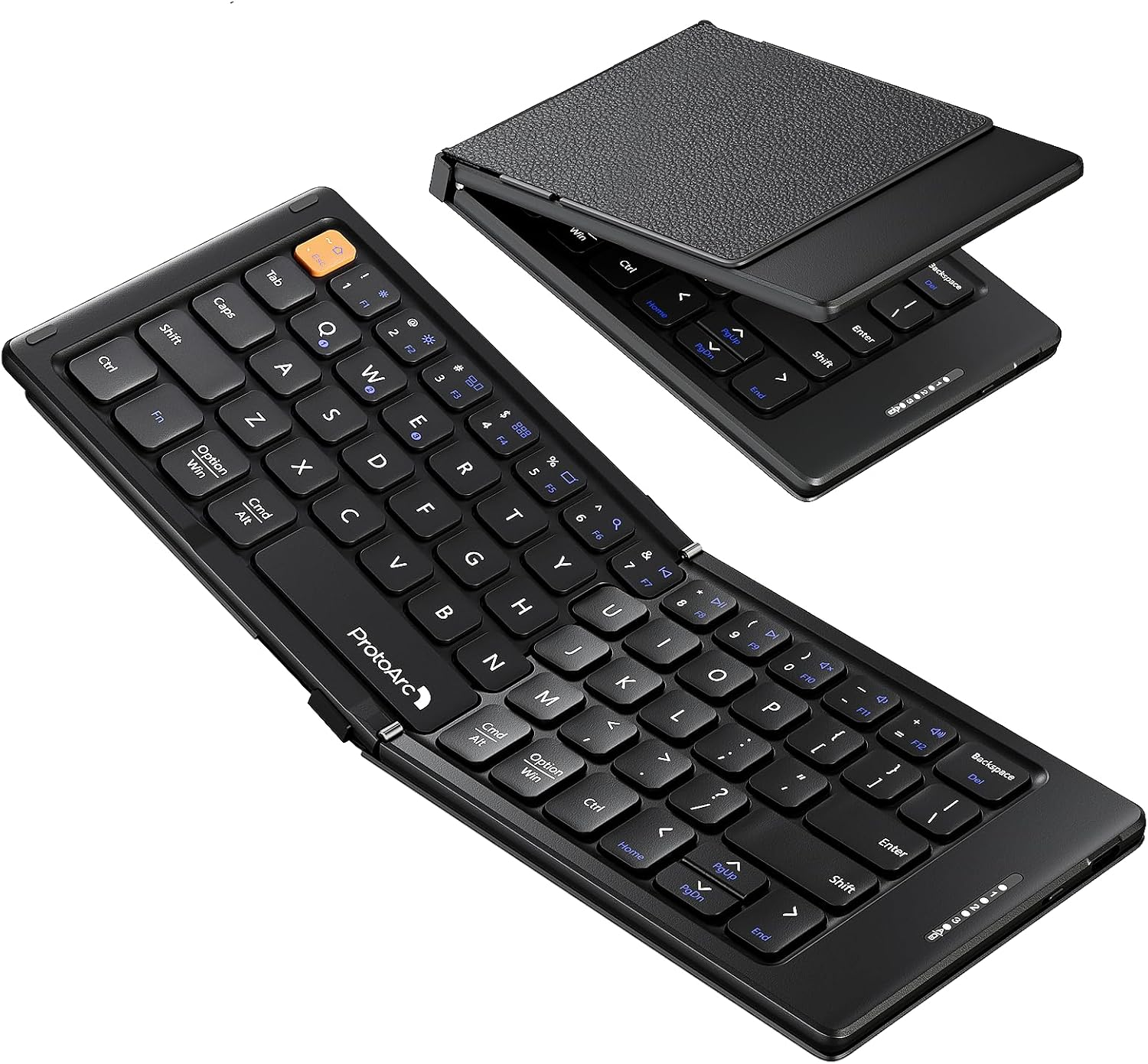 Protoarc Foldable Compact Keyboard, XK04 Portable Bluetooth Keyboard with PU Leather Cover, Pocket-Sized Wireless Travel Keyboards for Ipad, Iphone, Smartphone, Tablet and Laptop - Black image number 4