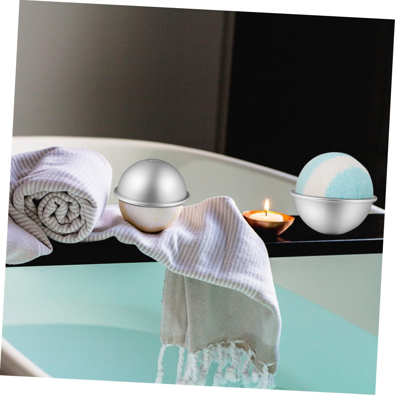 4Set Aluminum Alloy Bath Bomb Mold Bath Salt Bomb Molds for DIY Baking Cupcake for Boys and Girls Adults image number 4