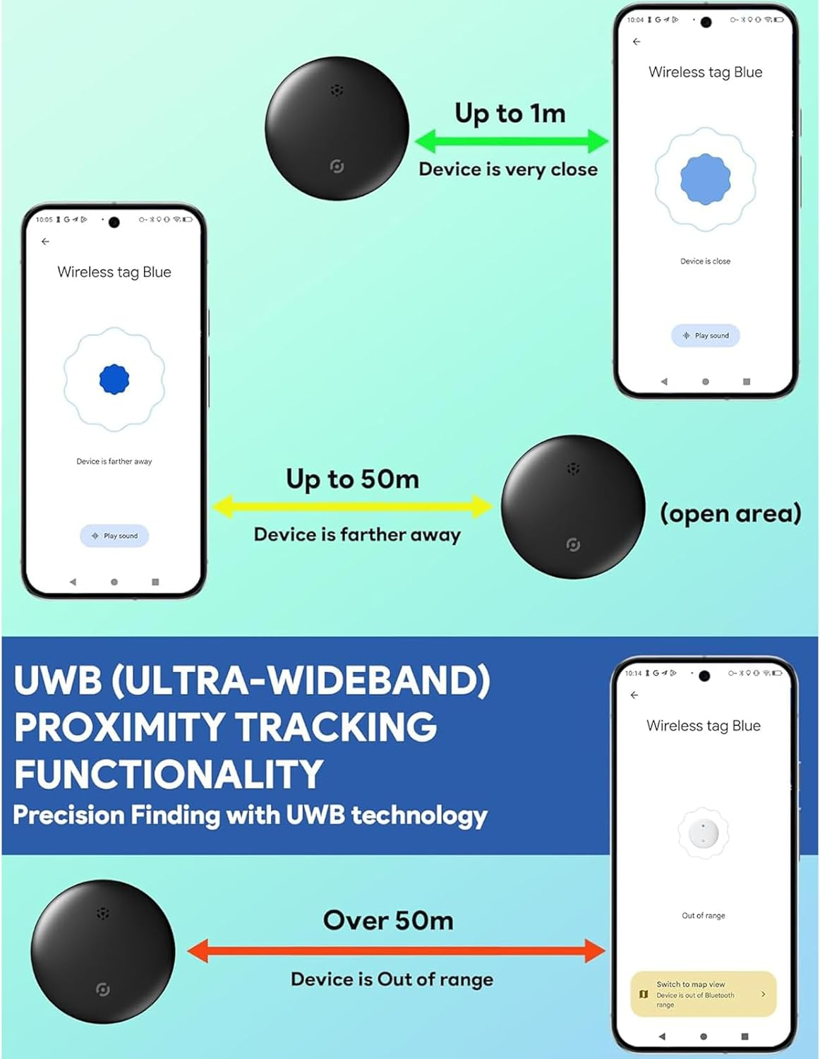 Android Smart Bluetooth Tracker (2025) Compatible Airtag with Google Find My Device, Air Tracker Tags for Android, Key Finder GPS Item Locator for Keys, Bags, Luggage, IP67 Waterproof, with Lanyard image number 6