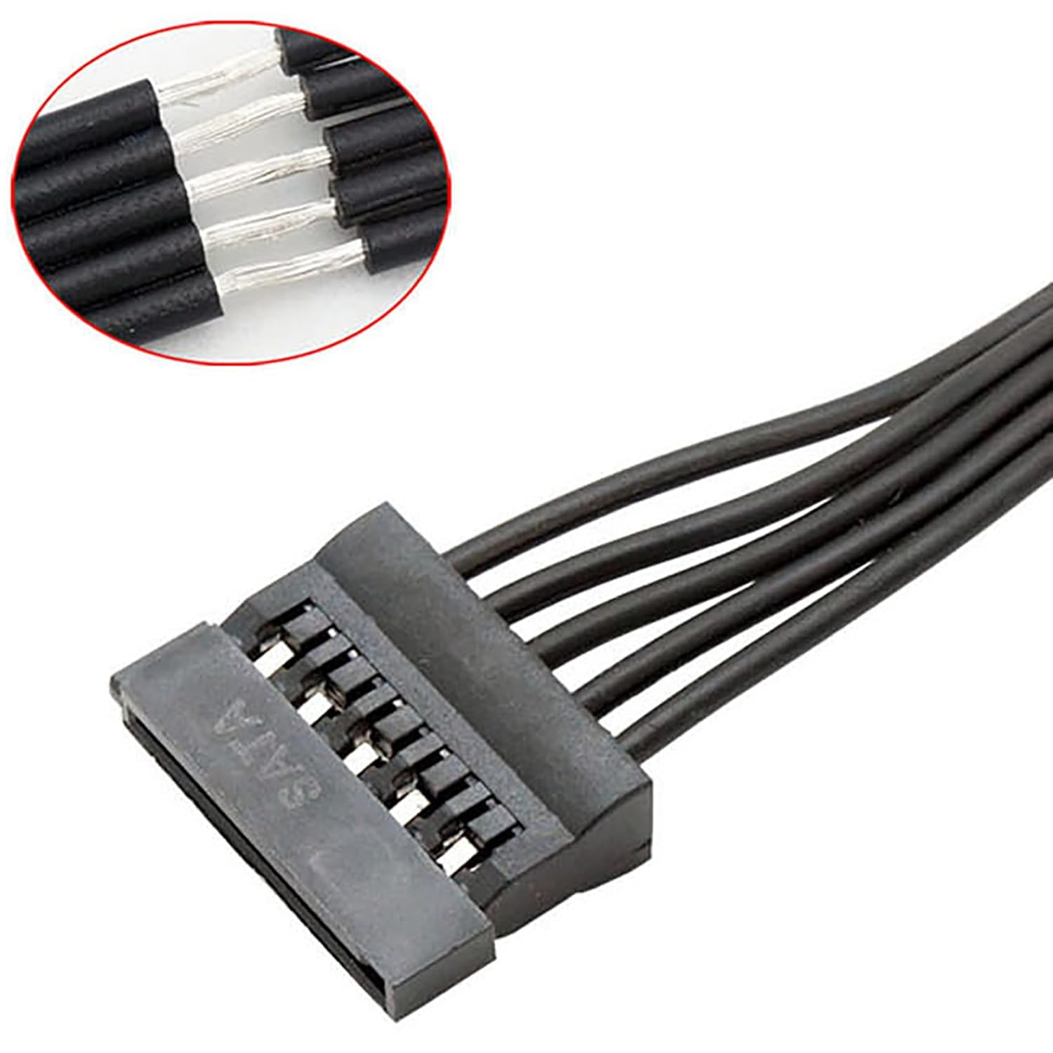 Tunghey 2Pack 15 Pin SATA Power Extension Hard Drive Cable 1 Male to 3 Female Splitter Adapter for Hdd、Ssd、Optical Drives Sata Power Cable (1 to 3) - 1 To 4 image number 4