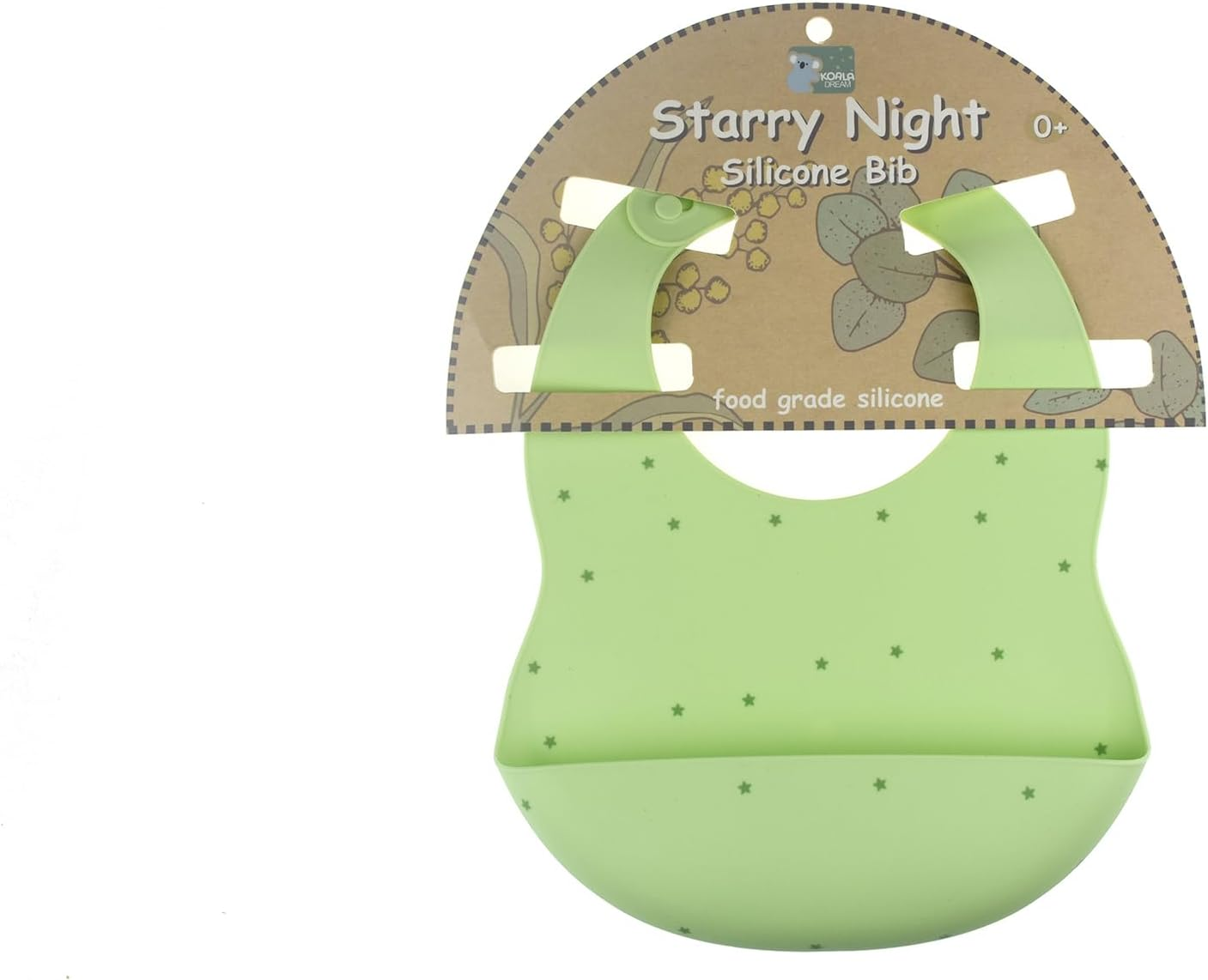 Koala Dream Starry Night Silicone Bib - Green | Bpa-Free, Adjustable, Easy to Clean, Waterproof image number 1