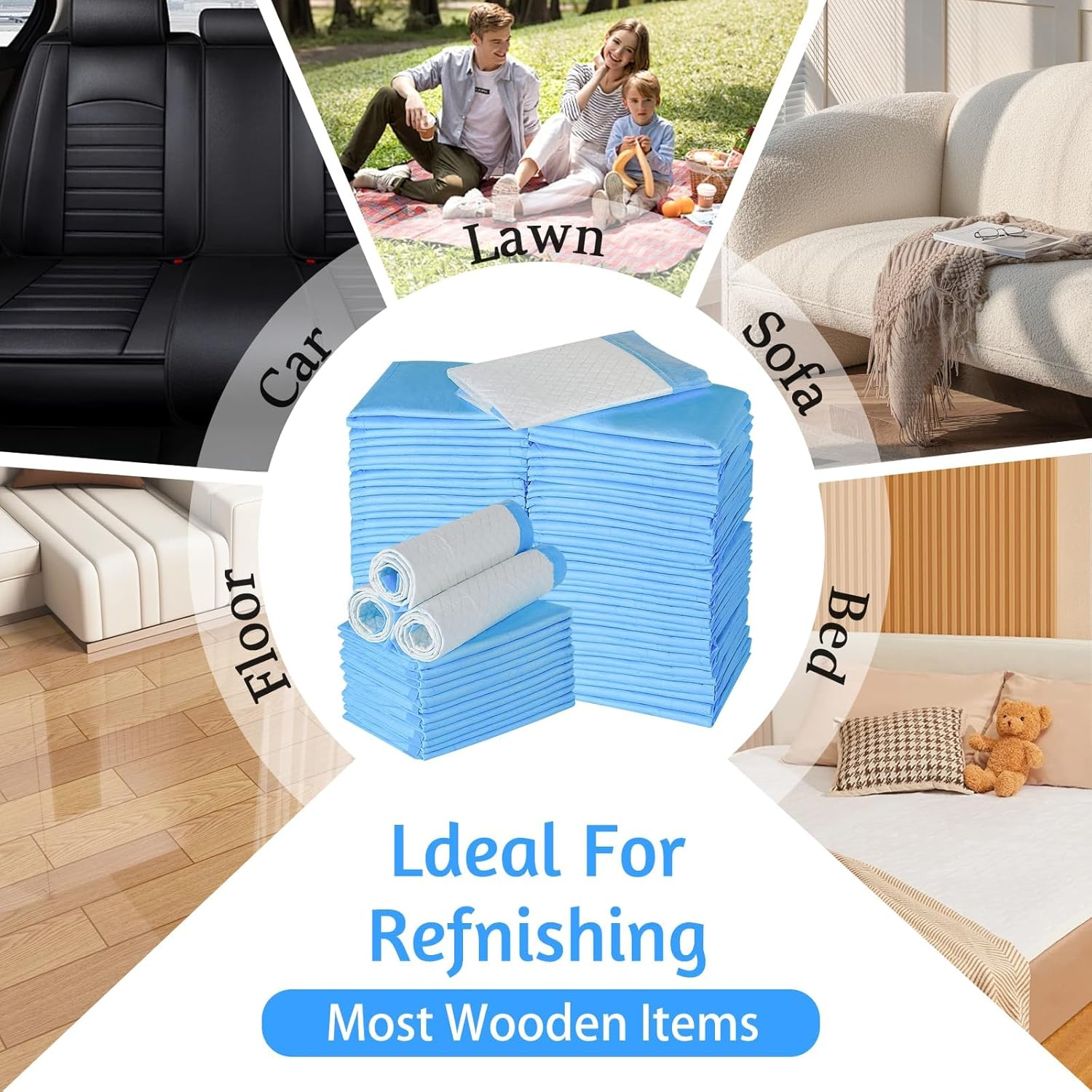 100PCS 45 X33Cm Disposable Urine Pads Baby Diaper Changing Pads with Absorbent Leakproof Quick Drying Features Breathable Underpads Bed Table Protector Mat image number 1