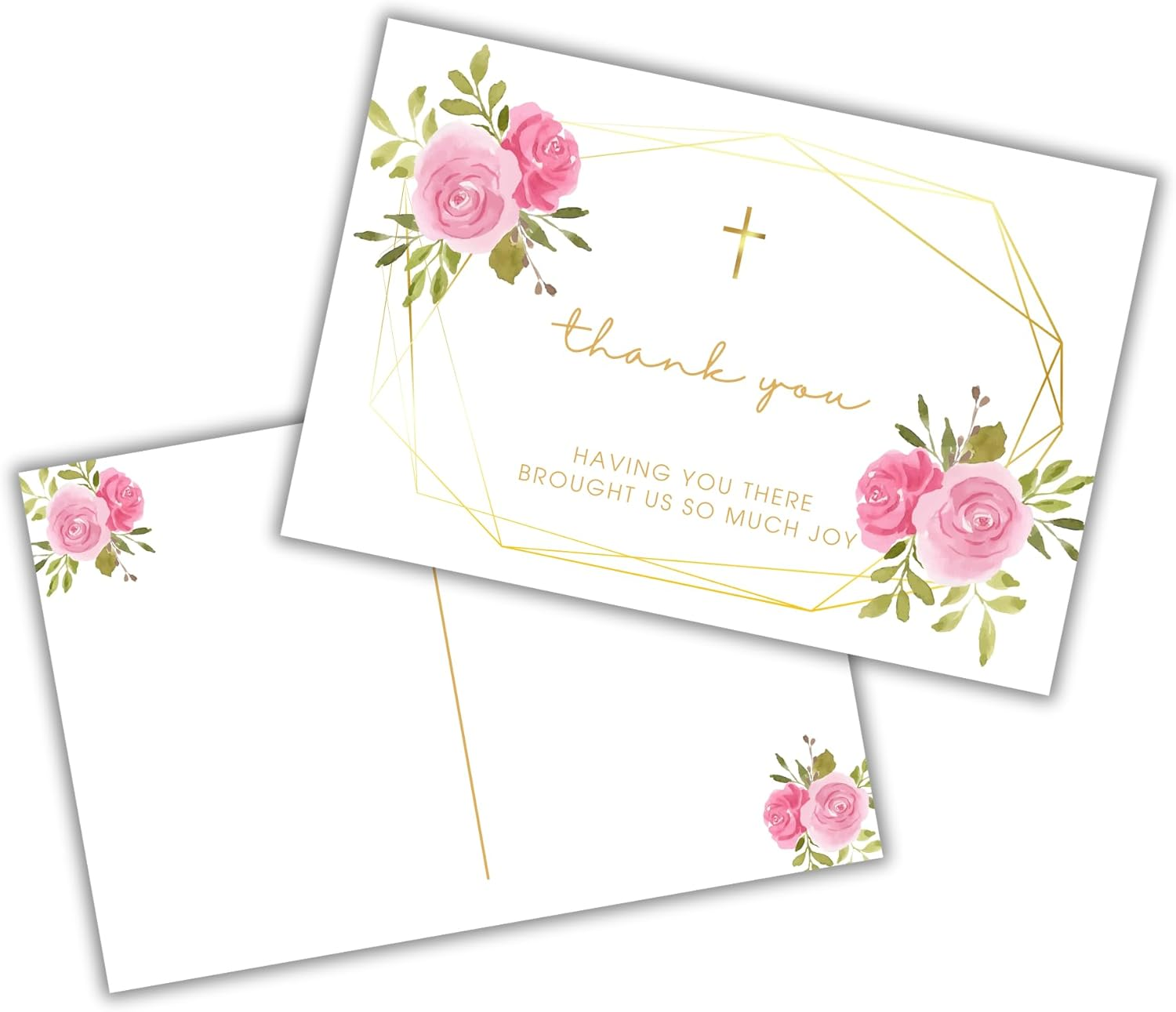 Lashicorn Baptism Christening Baby 1St Communion Thank You for Celebrating Postcards | 30Pk 5X7&rdquo; Church Invitations Floral Tags Bulk Girl Boy Cross image number 3
