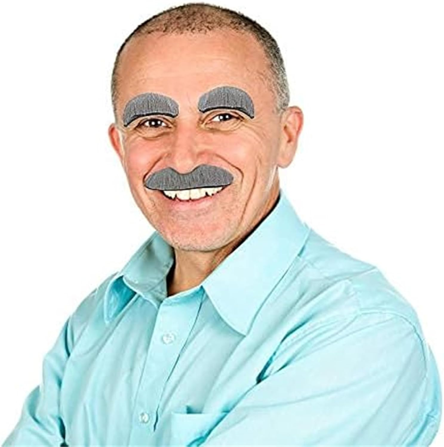 6 Pieces/Set Grandpa Dress up Set, Wig Hat, Grandpa Glasses, Eyebrow Mustache Stickers for Halloween Costume Party Cosplay Party 100 Days of School Costumes image number 3