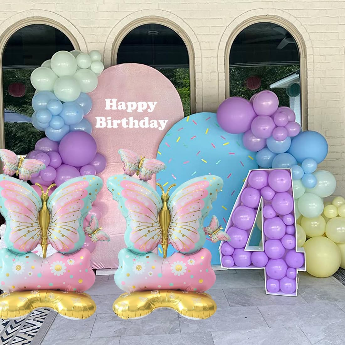 SUNSK Butterfly Balloons 4D Standing Foil Balloon Large Birthday Balloons XXL Insect Aluminium Foil Balloon Birthday Party Decoration for Girls Women (Pack of 2) image number 3