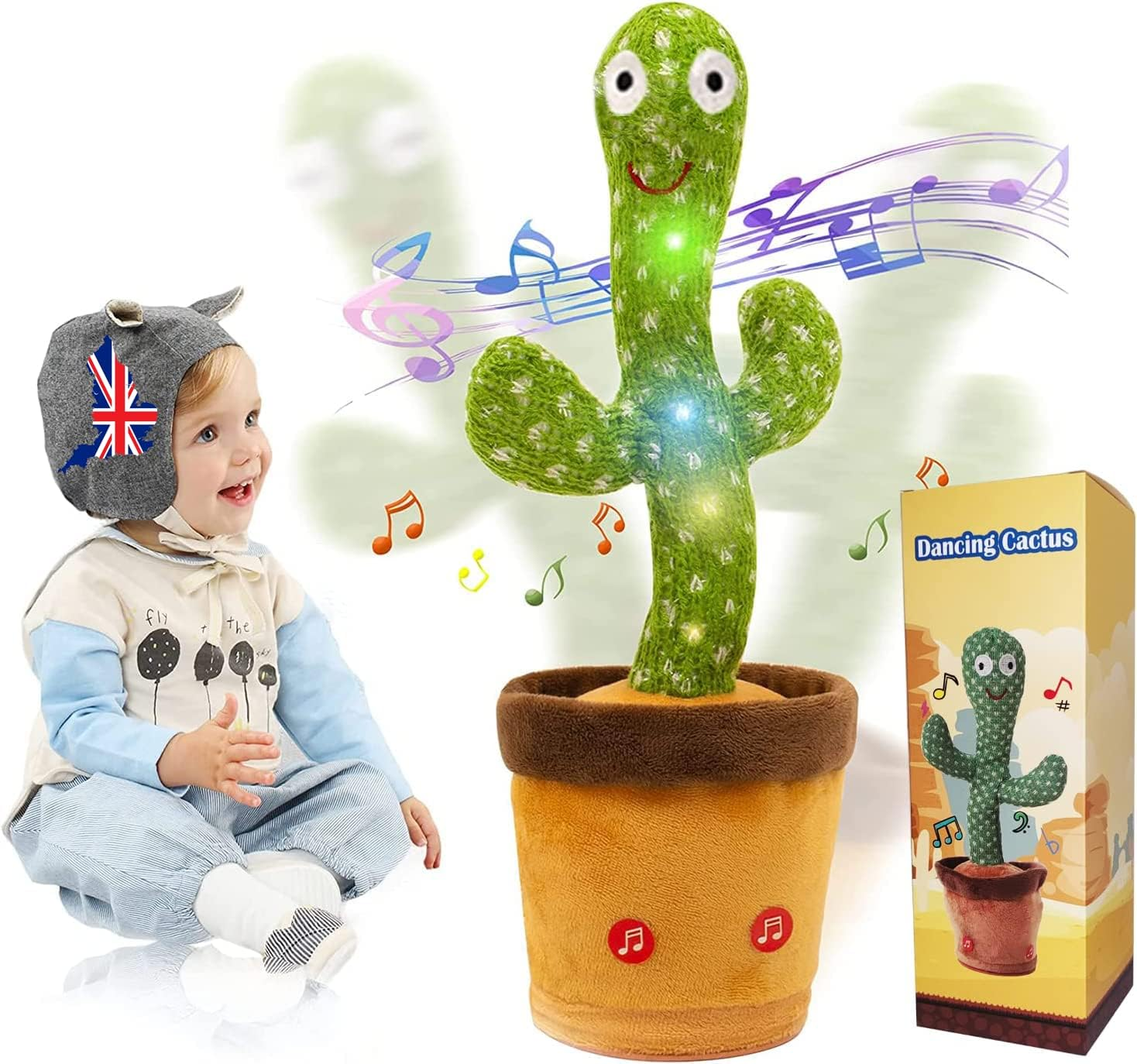Tiktok Dancing Cactus Talking Toy,Sing/Wriggle/Recording Soft Plush Interactive Toy Figures Repeat What You Say and Sing/Electronic Mimicking Cactus Toy for Kids Baby/ 120 Popular Songs image number 3