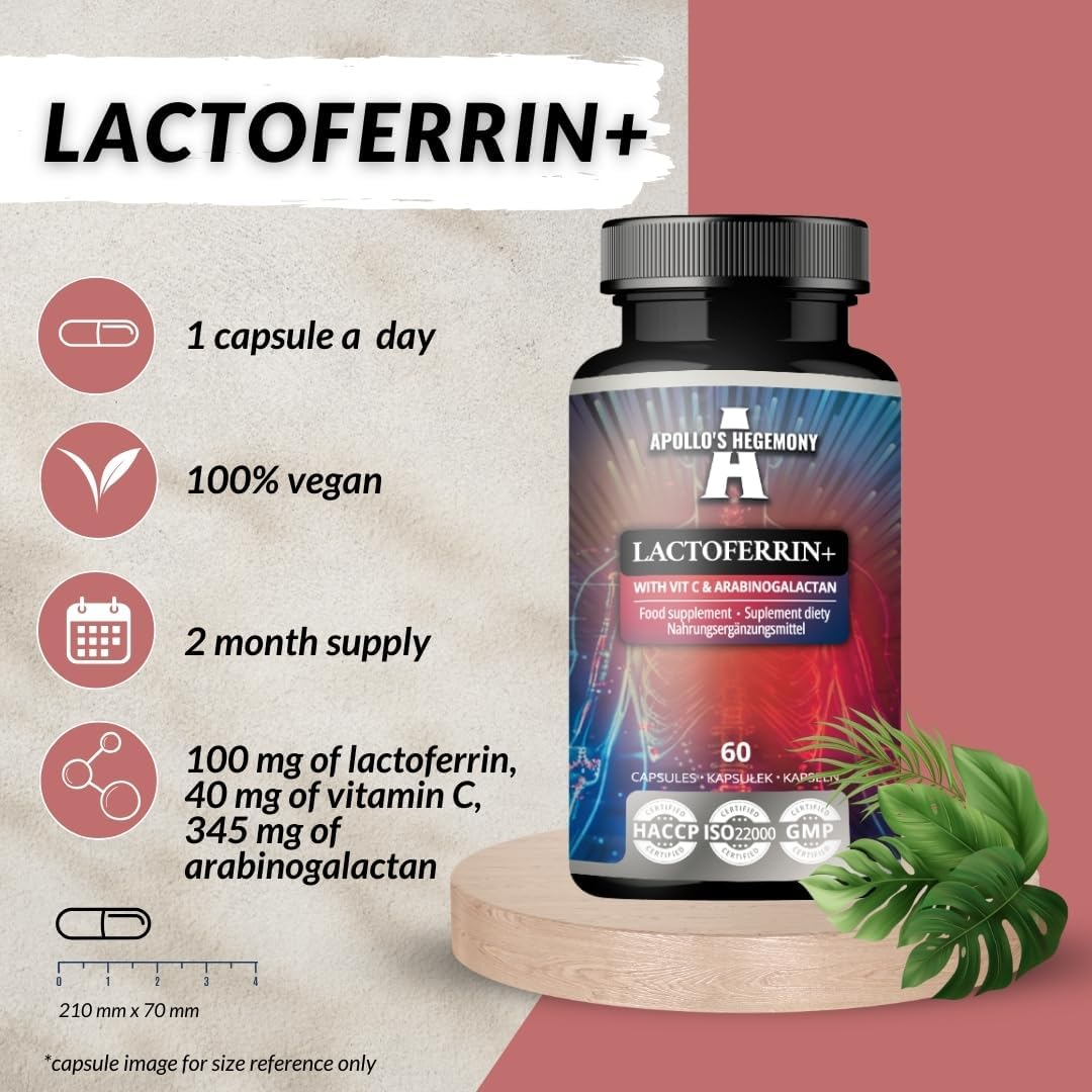 Lactoferrin+ 100 Mg - with Vitamin C and Arabinogalactan - 60 Vegan Capsules - 2 Month Supply - for Enhanced Immunity and Iron Absorption - by Apollo'S Hegemony image number 6