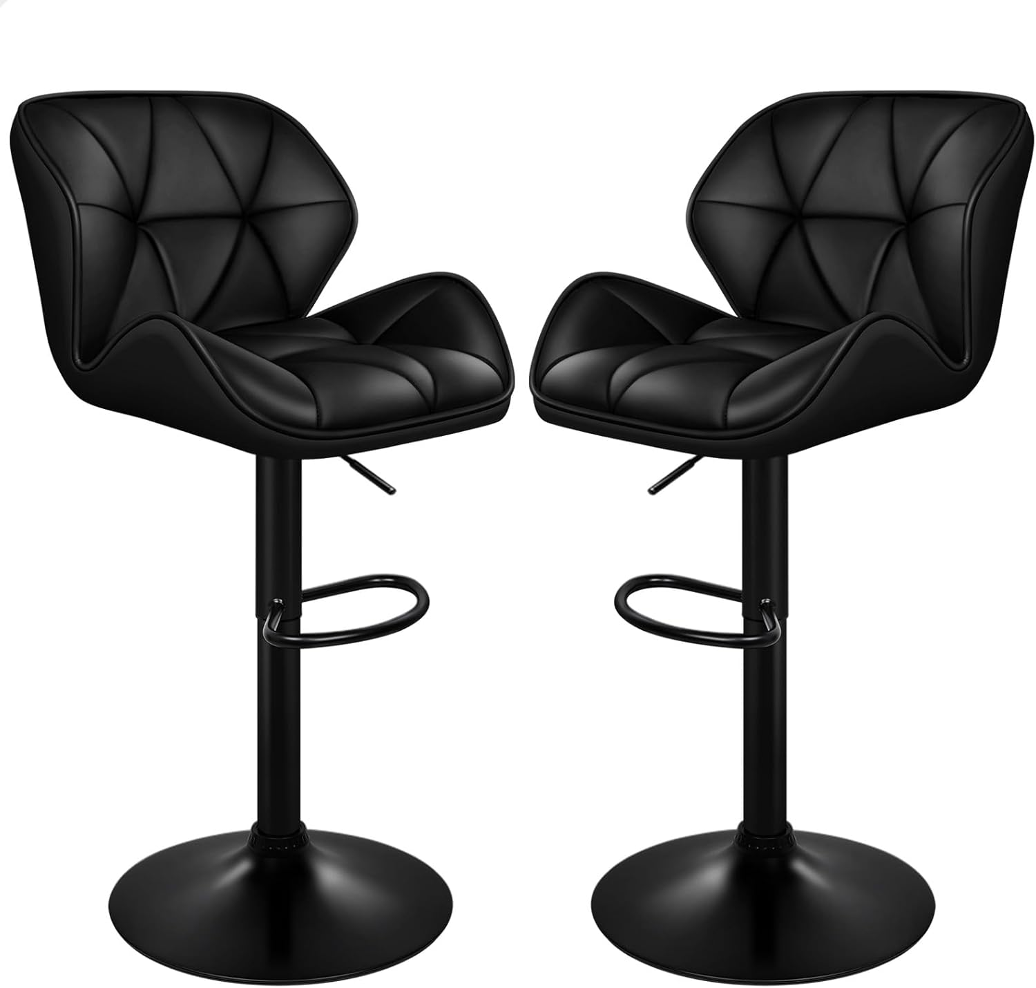 ALFORDSON Bar Stool 2Pcs Adjustable Kitchen Stools Willa Swivel Counter Barstools Black & Grey Dining Chair in 62-84Cm Seat Height with Anti-Slip Floor Protector for Home Bar Dining Room