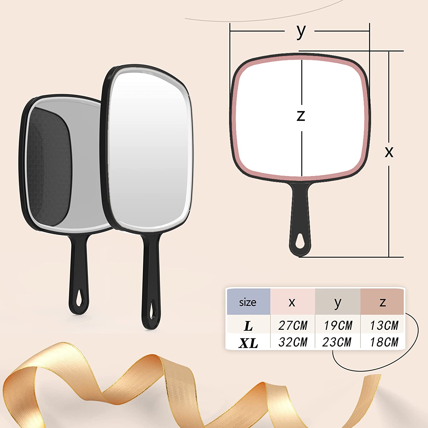 Vrhere Mirrim Hand Mirror, Black Handheld Mirror with Handle, Salon Barber Hairdressing Handheld Mirror with Handle (7.4'' X 10.3'' L) (VRH699) image number 5