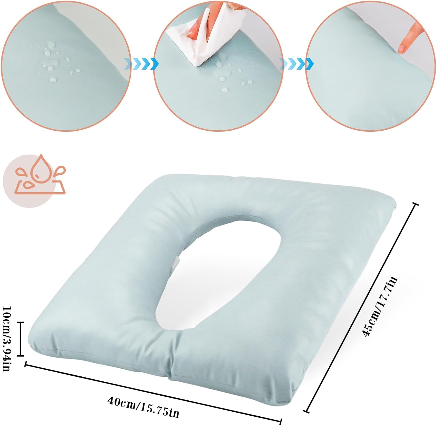 Bedside Commode Cushion, Seniors Portable Seat Cushion for Toilet/Shower/Bedside, Universal Fit Commode Padded Seat for Elderly, Seats Pad Cover Toilet Seats 17X17 with Fixing Straps (Blue)