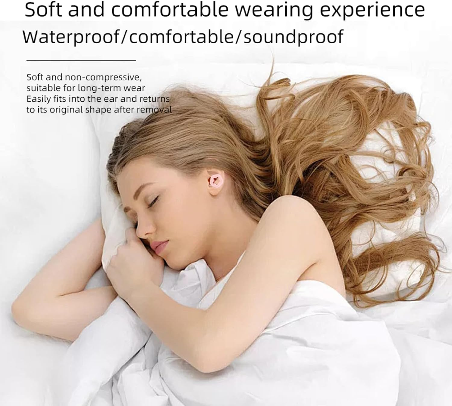 3 Pair Ear Plugs for Sleeping, Reusable Noise Canceling Earbuds for Sleep - Ultra Soft Silicone Hearing Protection, Noise Reduction - Available in S, M, L Sizes - 28Db (Pink) image number 1