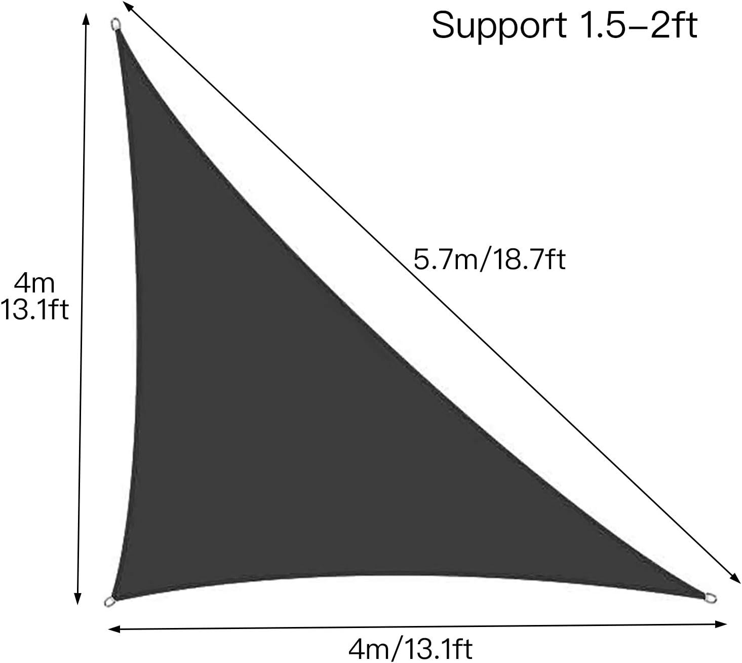 Marooma Sun Shade Sail, 4 X 4 X 5.7 M Triangle Sun Sail Shade Garden Sail Canopy with Fixing Kit, Right Angle Garden Shade Sails Sunshade Awnings for Outdoor Garden Patio