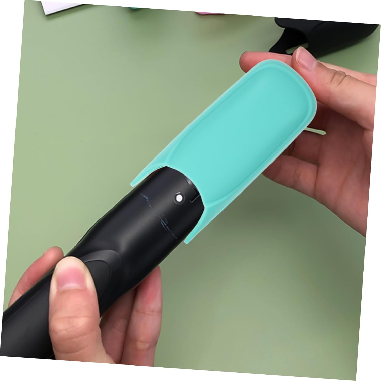 Gogogmee Silicone Hair Iron Cover Protector for Curling and Straightening Irons Heat-Resistant Holder in Light Water Green for Travel and Home Use image number 3