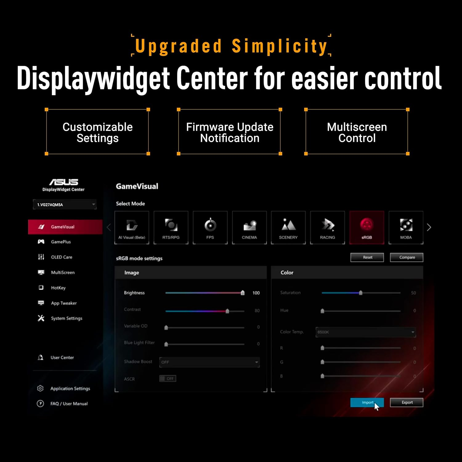 ASUS TUF VG27AQM5A Gaming Monitor &ndash; 27-Inch, Qhd(2560X1440), 300Hz, Fast IPS, ELMB Sync, 0.3Ms (GTG), Stereo Speaker, 95% DCI-P3, Displaywidget Center image number 6