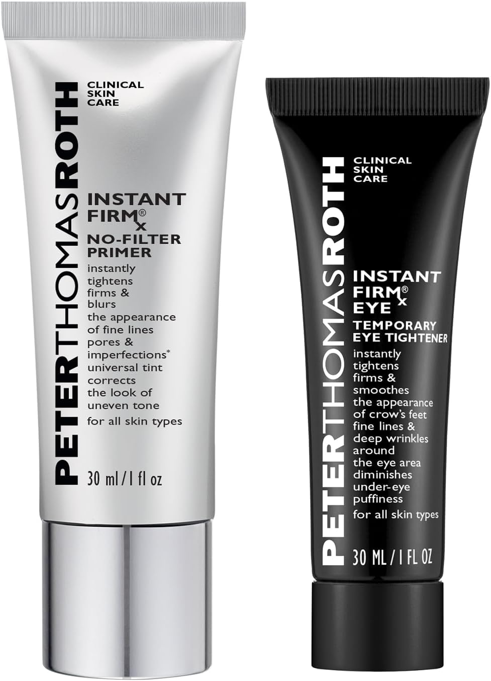 Peter Thomas Roth - Instant Firmx 2-Piece Kit: Face & Eye Primer Set, Radiant Finish, Cream Form, Grey, Temporary Skin Tightening & Smoothing