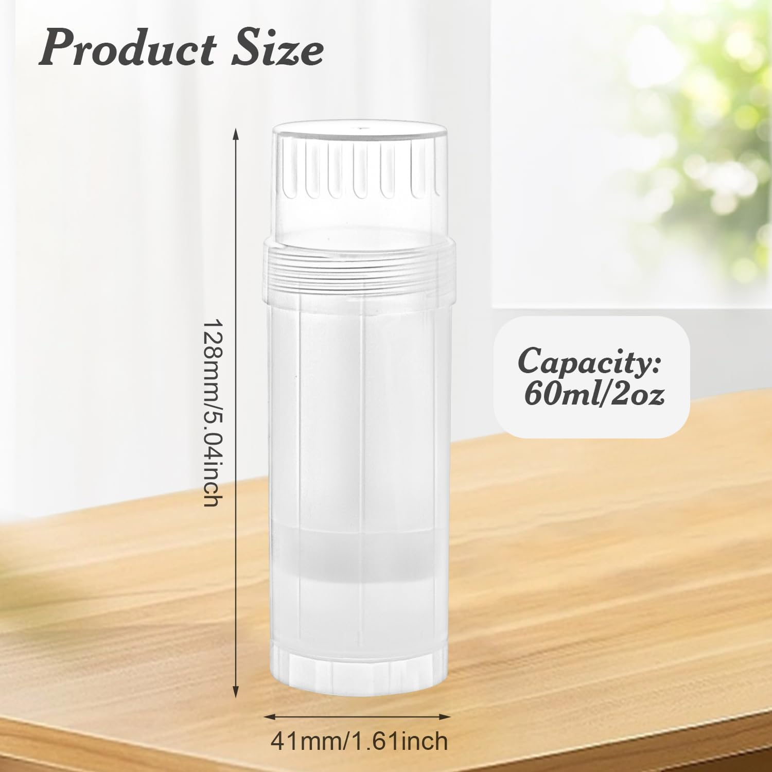 12 Pcs 60Ml/2Oz Empty Deodorant Containers Twist up Filling Stick Plastic Deodorant Holder Tube for Lipstick Crayon Chapstick Sunscreen Bar DIY Cosmetic - Translucent image number 5