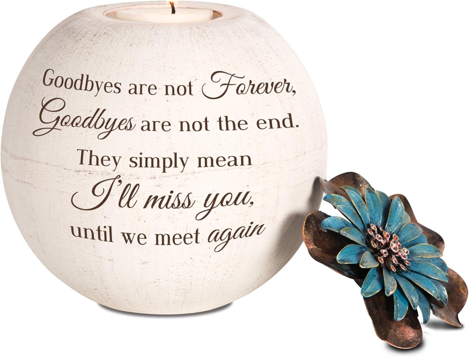 Pavilion Gift Company - I'Ll Miss You, until We Meet Again - 5" round Tealight Terracotta Candle Holder with Metal Lid in Memory Loss of Loved One Remembrance Bereavement Grief Funeral Gift image number 2