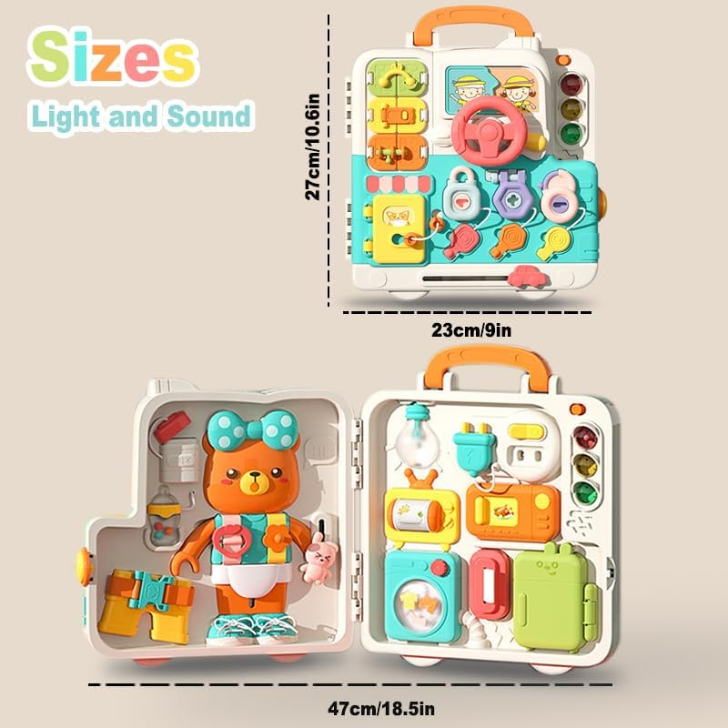 Busy Board Montessori Toys for Toddler 1-3, Learning Sensory Toddler Toys,Music/ Light/Colour/Touch Sensing Activity Board Educational Toy Early Learning Toy Boys/Girls