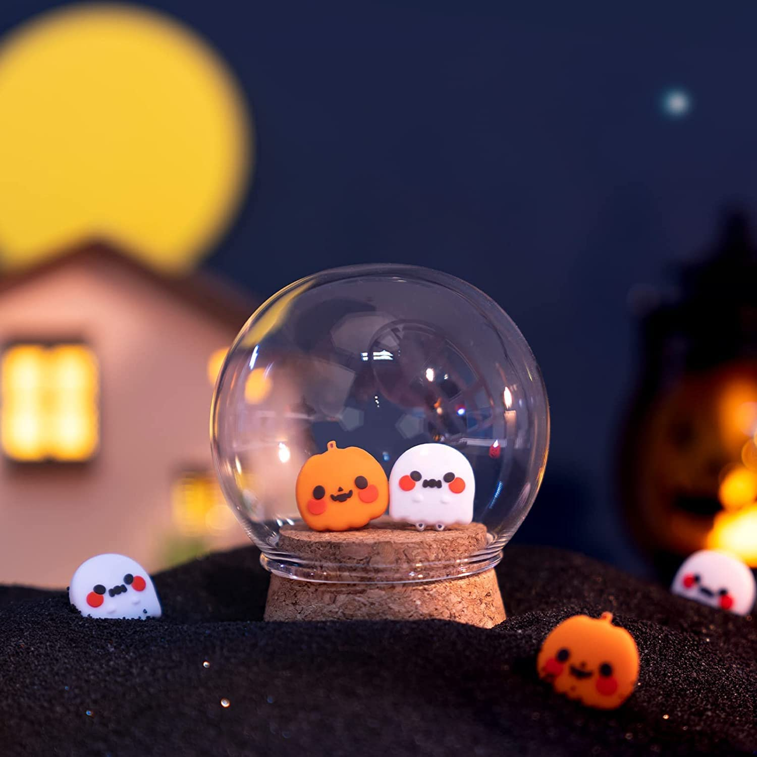 Geekshare Cute Silicone Game Console Thumb Grip Caps, Joystick Cover Compatible with Switch/Oled/Switch Lite,4Pcs - Pumpkin Ghost image number 2