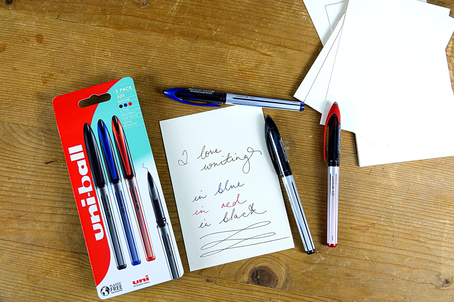 Uni-Ball UB-188-L Rollerball Pens. Premium 0.7Mm Medium Nib for Super Smooth Handwriting. Writes like a Fountain Pen. Fade and Water Resistant Liquid Uni Super Ink. Box of 12 Blue Ballpoint Pens image number 4