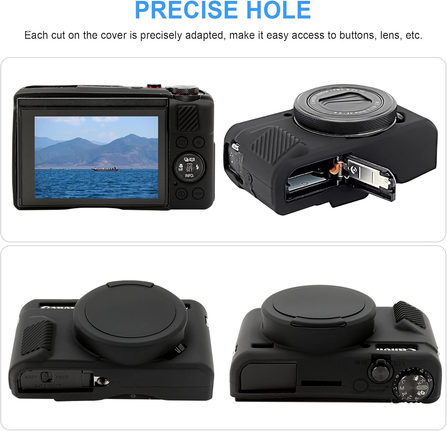 Canboc Protective Case for Canon Powershot G7X Mark II Digital Camera, G7 X Mark II Soft Silicone Cover with Removable Lens Cover, Black (Case Only) - Pink image number 4