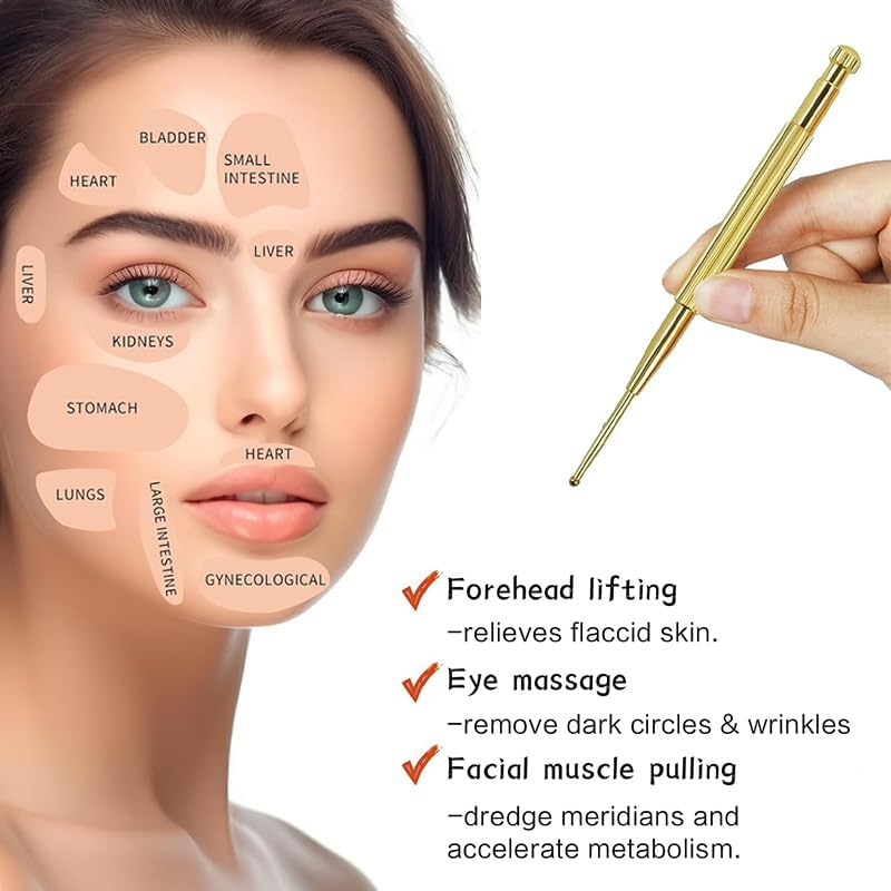 3 Pcs Facial Reflexology Massage Tool Stainless Steel Manual Acupuncture Pen,Stainless Steel Double Headed Spring Loaded Ear and Body Point Probe Pen,Retractable Acupuncture Pen image number 1