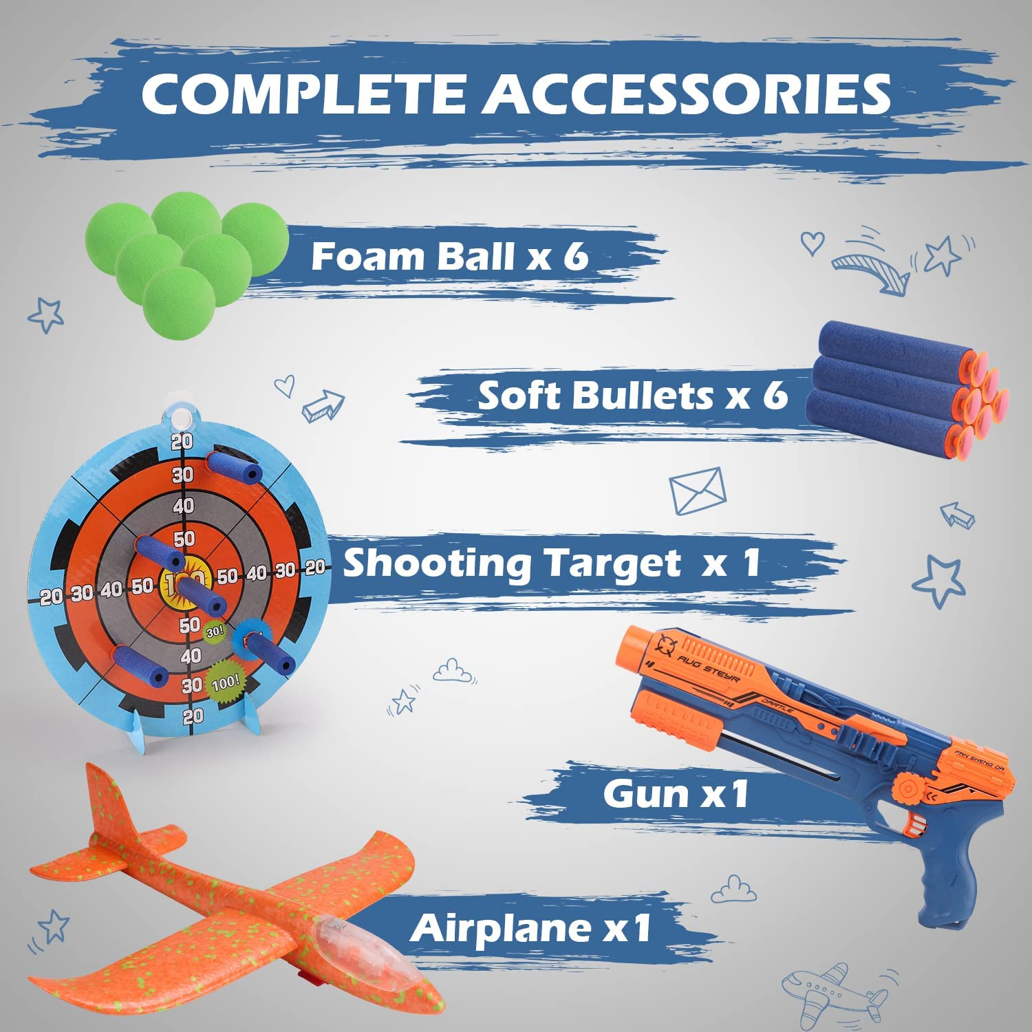 REMOKING 5 in 1 Shooting Game for Kids, LED Light Airplane with Launcher,Gun Toy W/Throwing Foam Plane,6 Foam Balls&Bullets,Outdoor Sport Flying Toys Birthday Gifts for Boys Girls Kids 3-8 Year Old image number 3
