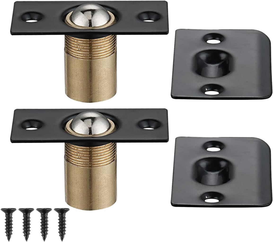 JQK Closet Door Ball Catch Hardware, Stainless Steel Catch Adjustable with Strike Plate, Black Finish 2 Pack, HBC100-BK-P2 image number 6