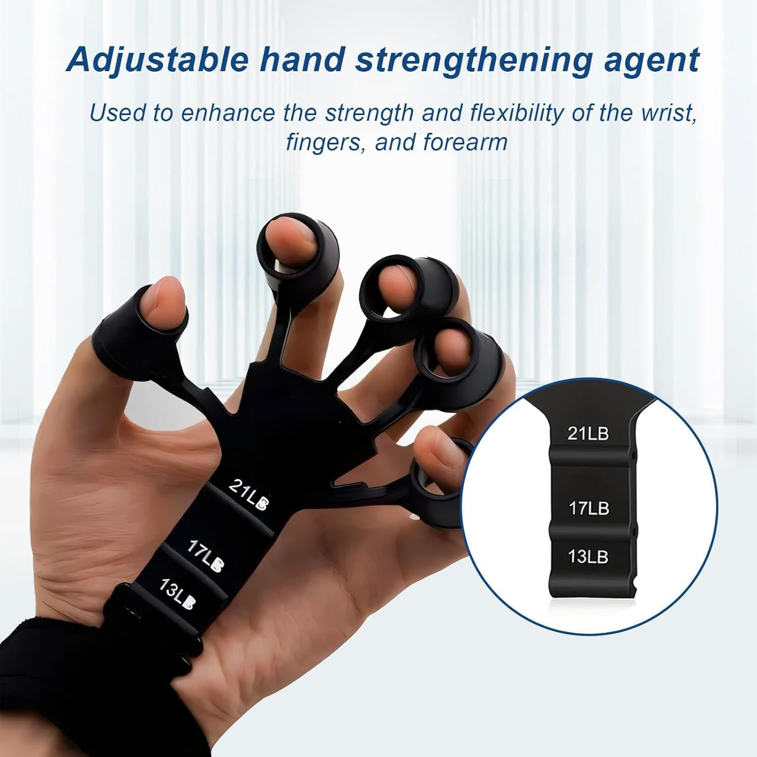 Silicone 5-Finger Finger Trainer Grip Strength Trainer Finger Strengthener, Hand Strengthener, Adjustable Hand Strength, Pain Relief Arthritis (Black + Gray, 2) image number 2