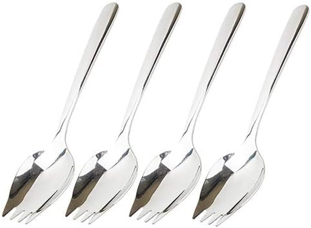 JUCOXO Sporks 4 Pack Stainless Steel Sporks 5.9 Inch Spork Spoon for Ice Cream Spoon Salad Forks, Fruit Appetizer Dessert Spoons (Multicolor)