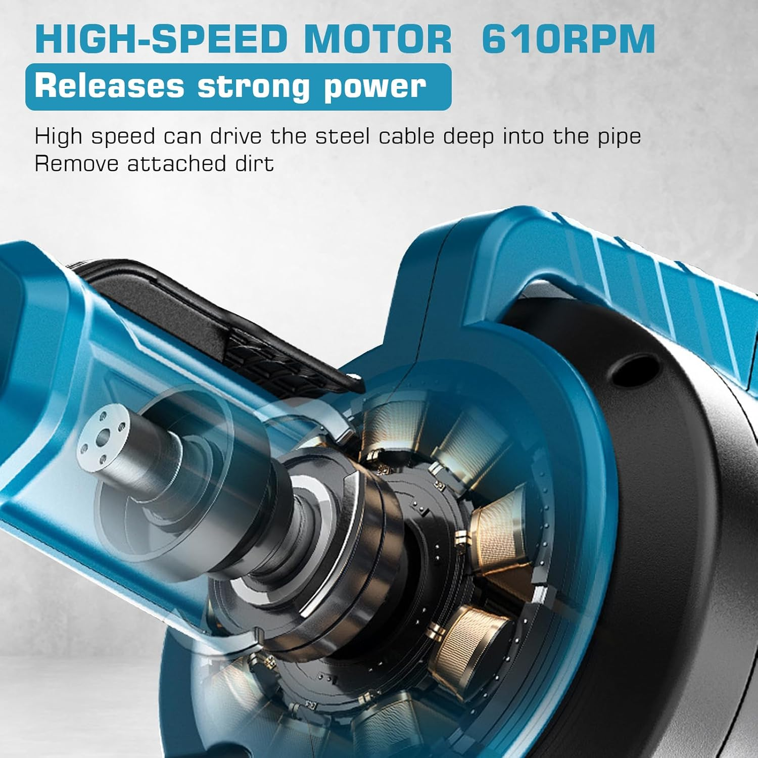 Battery Drain Cleaner Pipe Cleaning Machine Battery Compatible with Makita 18 V Battery, Diameter 9 Mm 7.6 M Pipe Cleaning Spiral for Diameter 16-85 Mm Pipe, Electric Drain Cleaner Pipe Cleaner image number 2