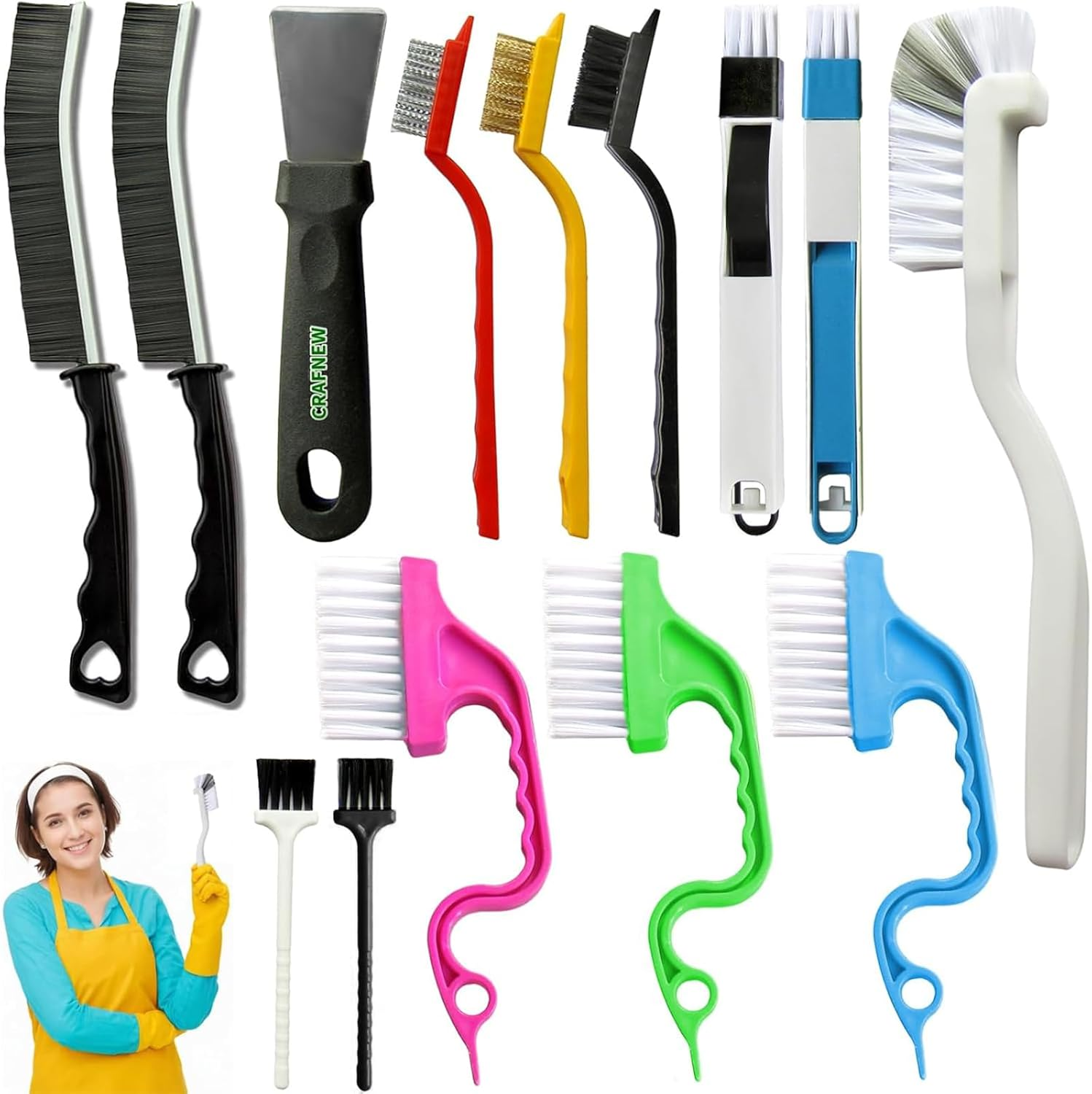 14Pcs Small Crevice Cleaning Brush Set,Scrub Brush Gap Clean Tools for Household Use, Groove Gap Cleaning Tool for Cleaning Kitchen,Bathroom, Corner, Sink,Door,Window Track,Cup image number 1