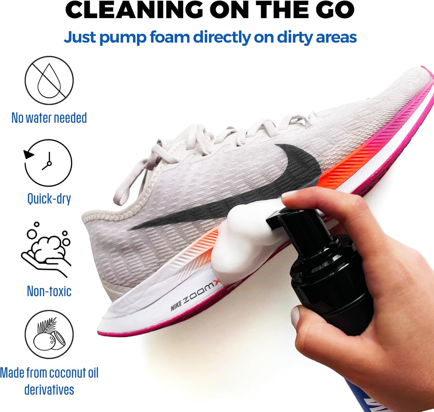 Shoozas Foam Shoe Cleaner - No Water Needed, Quick Dry, Non-Toxic, Safe on All Materials image number 6