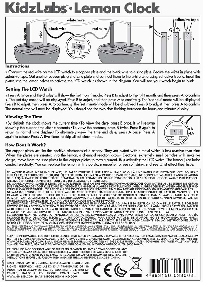 4M FSG3306 Kidzlabs Lemon Clock image number 4