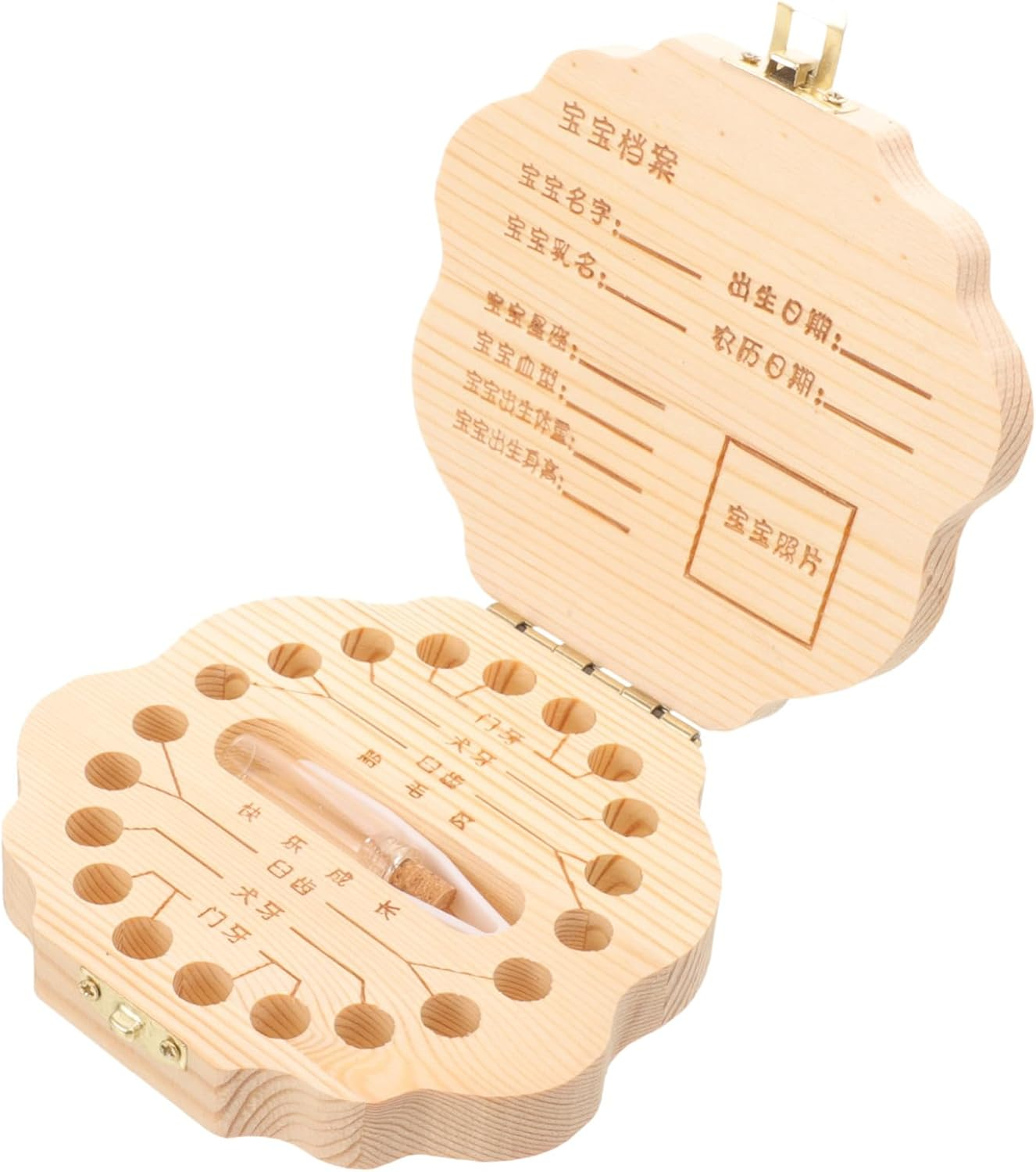 Kisangel Year Old Boy Teeth Keepsake Box Deciduous Teeth Storage Case Wooden Material Chinese Zodiac Dragon Design image number 1